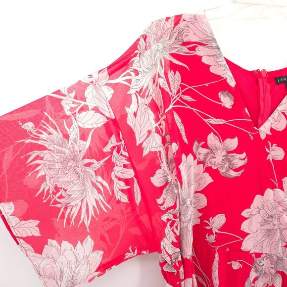 Lane Bryant floral maxi dress Plus Size 16 wrap bodice chiffon pink - Picture 6 of 12